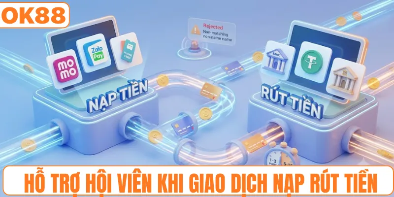 Hỗ trợ hội viên khi giao dịch nạp rút tiền