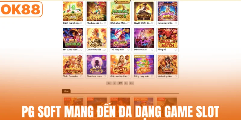 PG Soft mang đến đa dạng game slot